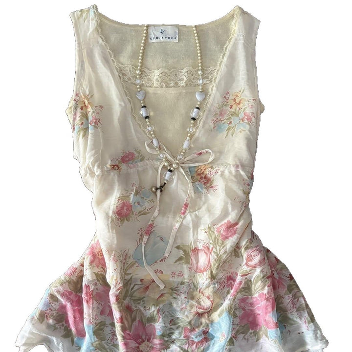 Damen Verspieltes Blumentop Drune
