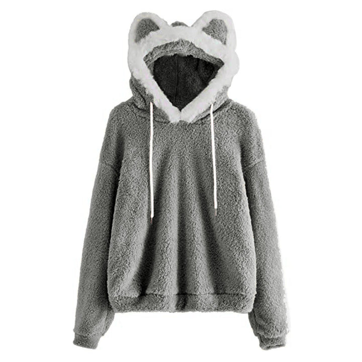 Damen Kuscheliger Kapuzenpullover mit Katzenohren Drune