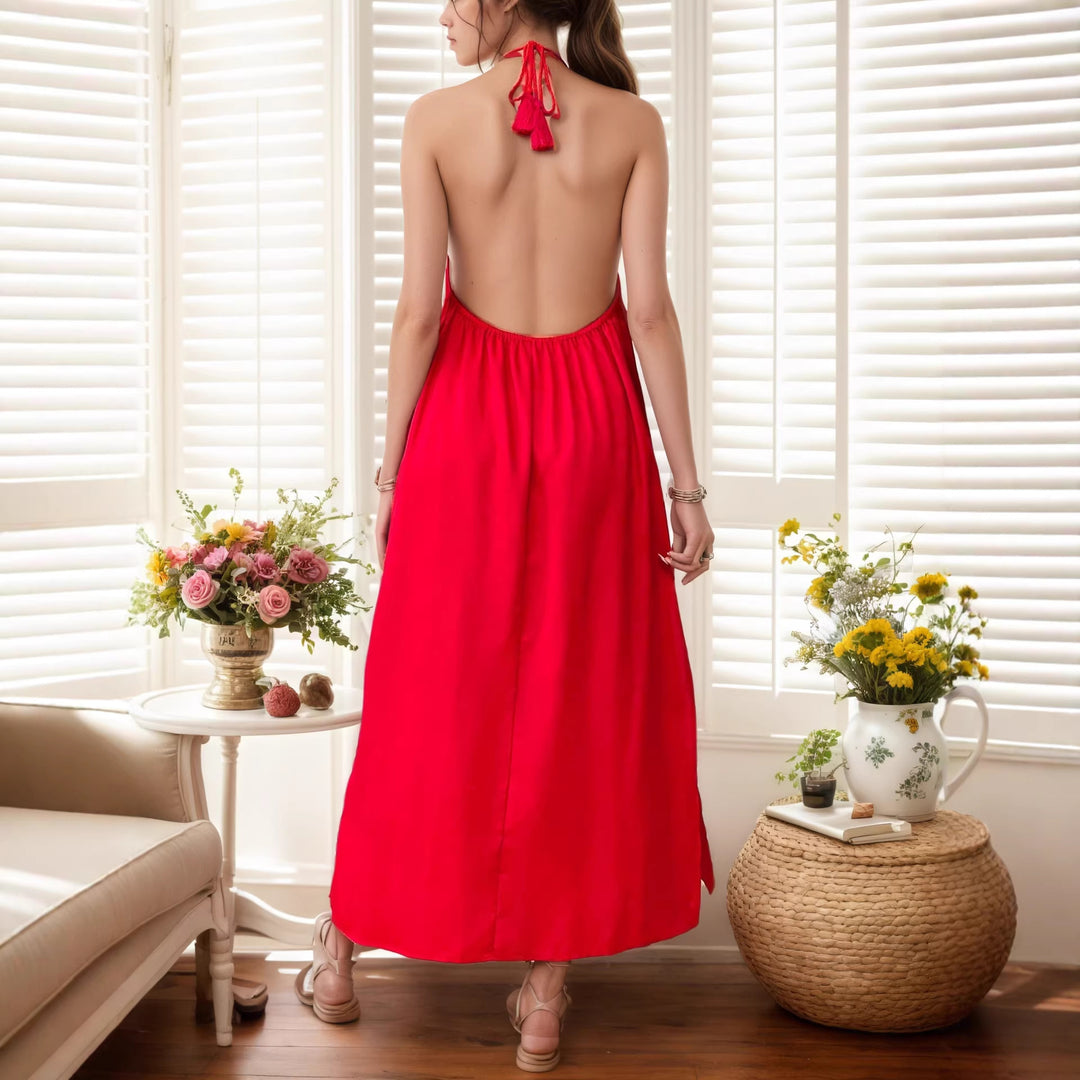 Damen Maxi-Kleid mit elegantem Halterbügel Drune