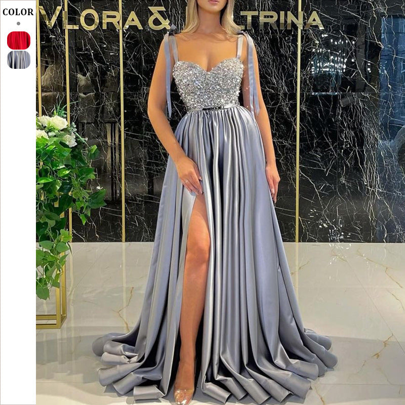 Damen Elegantes Abendkleid mit schimmerndem Oberteil und fließendem Rock Drune