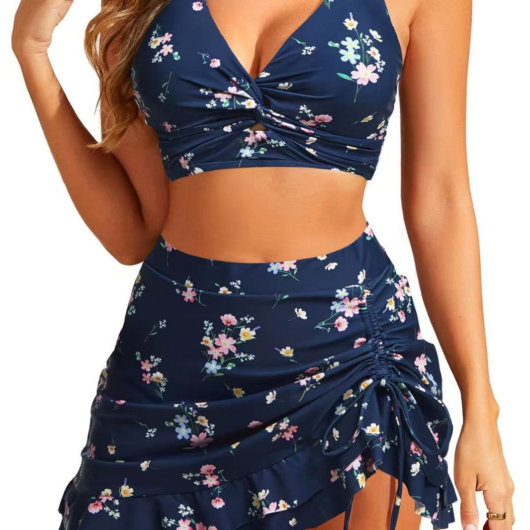 Damen Bikiniset mit floralem Wickelrock und lässigem Brustbereich Drune