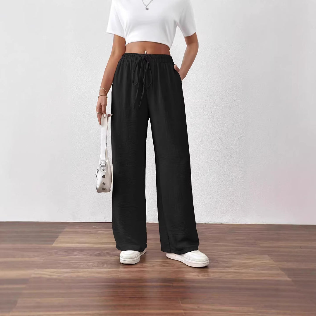 Damen Weite Chiffon-Hose mit elastischem Bund und Tunnelzug Drune