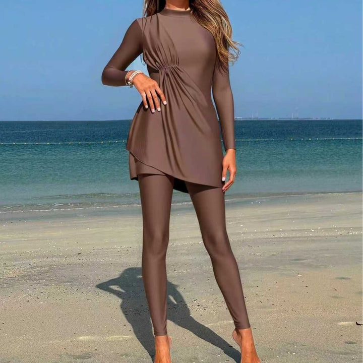 Damen Modischer Sportbadeanzug mit asymmetrischem Rock Drune