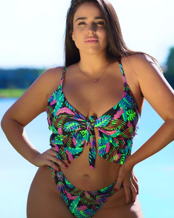 Damen Crop-Bikini-Oberteil mit dekorativem Knoten Drune