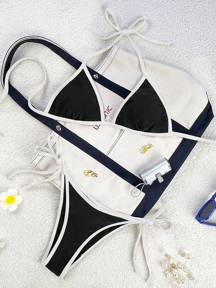 Damen Triangel-Bikini mit verspielten Schleifendetails Drune