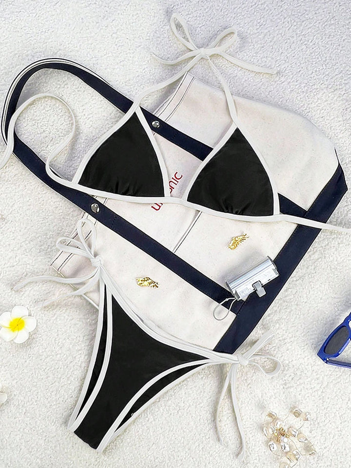 Damen Triangel-Bikini mit verspielten Schleifendetails Drune