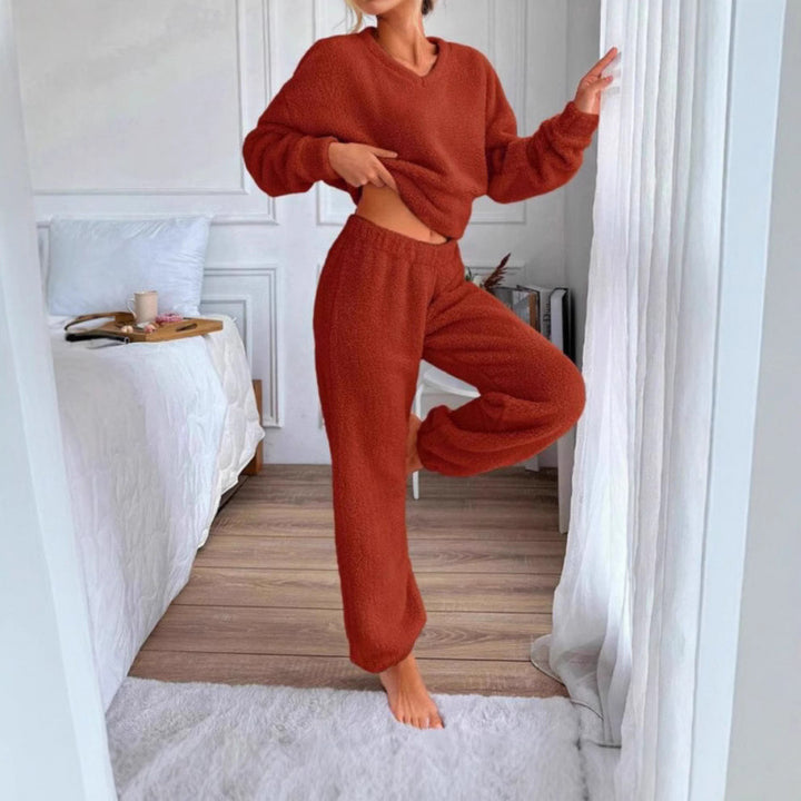 Damen Kuscheliges Fleece-Lounge-Set mit elastischem Bund Drune