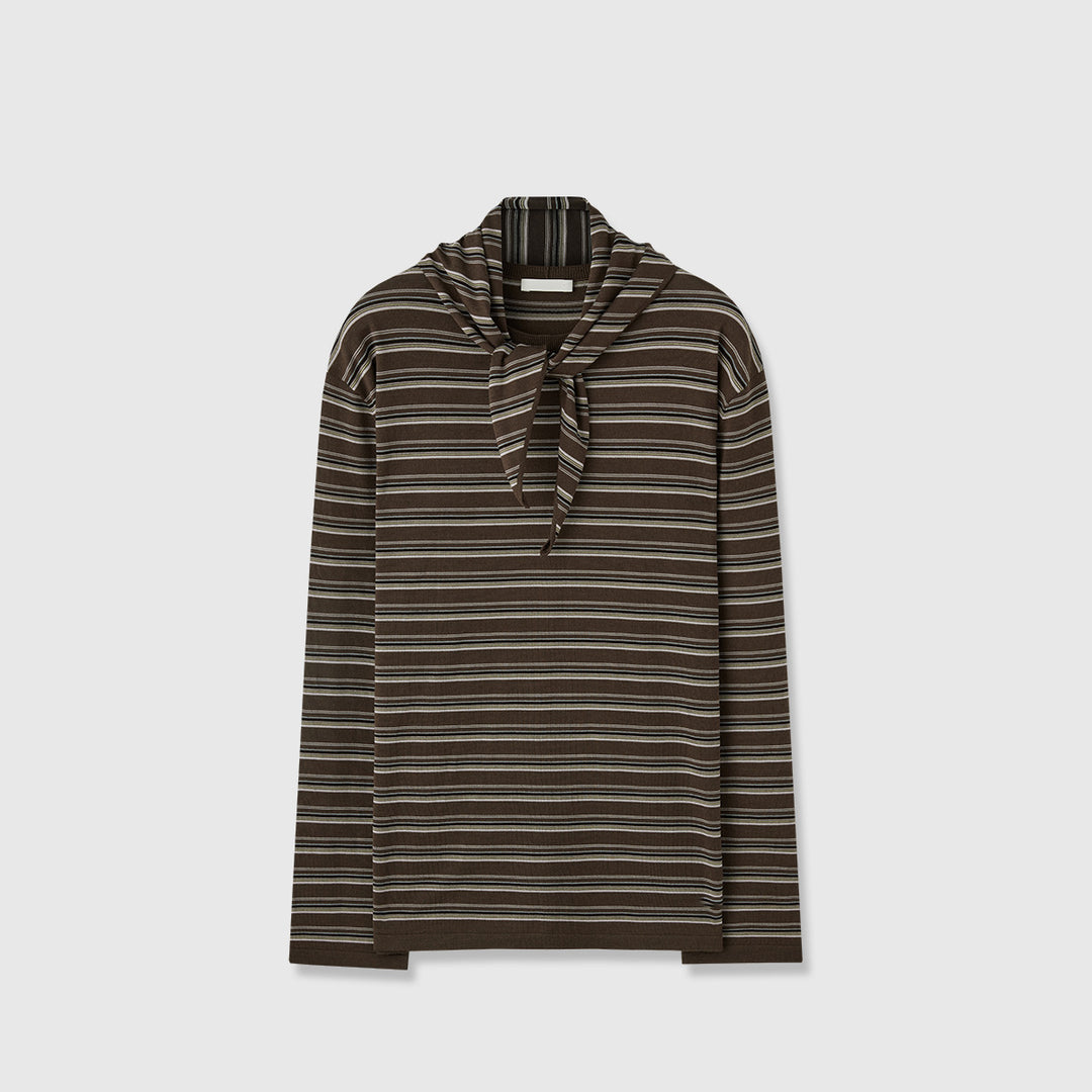 Damen lässiges Langarmshirt mit modischem Bindegürtel Drune