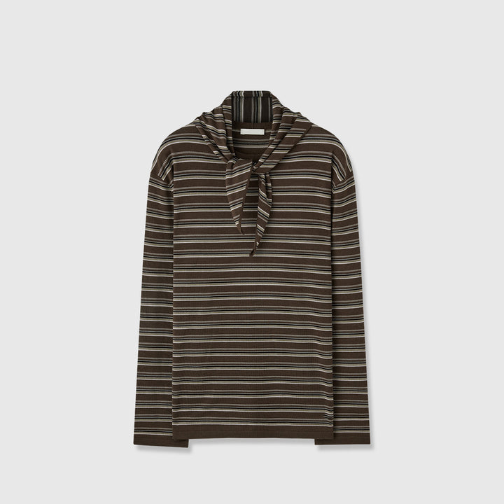 Damen lässiges Langarmshirt mit modischem Bindegürtel Drune