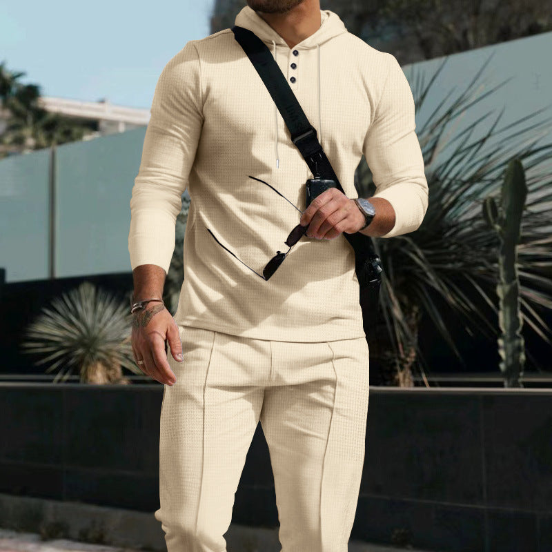 Herren nan Slim-Fit Kapuzenpullover und Jogginghose Set aus atmungsaktivem Funktionsjersey Drune