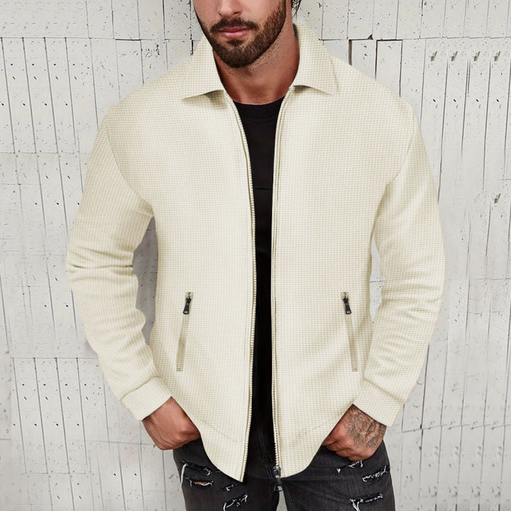 Herren modische Sweatjacke mit strukturierter Oberfläche und praktischen Reißverschlusstaschen Drune