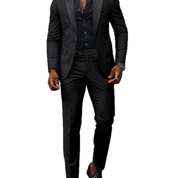 Herren nan schmal geschnittener Smokinganzug mit Satinrevers und Slim-Fit-Hose Drune