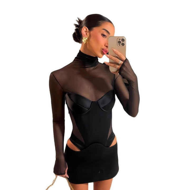 Damen Figurbetontes Kleid mit transparenten Einsätzen und rautenförmigen Cut-Outs Drune