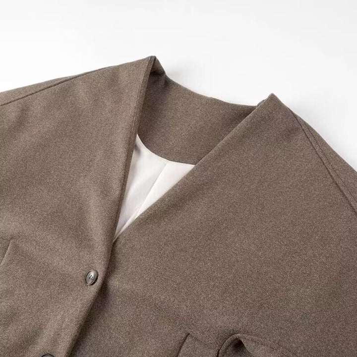 Damen elegante Blazerjacke mit Klassischem Schnitt und Praktischen Taschen Drune