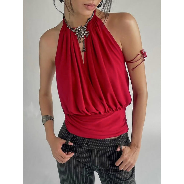 Damen Elegantes Spaghetti-Trägertop mit raffiniertem Faltenwurf Drune