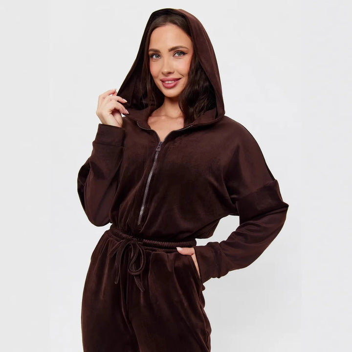 Damen Fleece-Jumpsuit mit praktischem Reißverschluss und elastischem Bund Drune