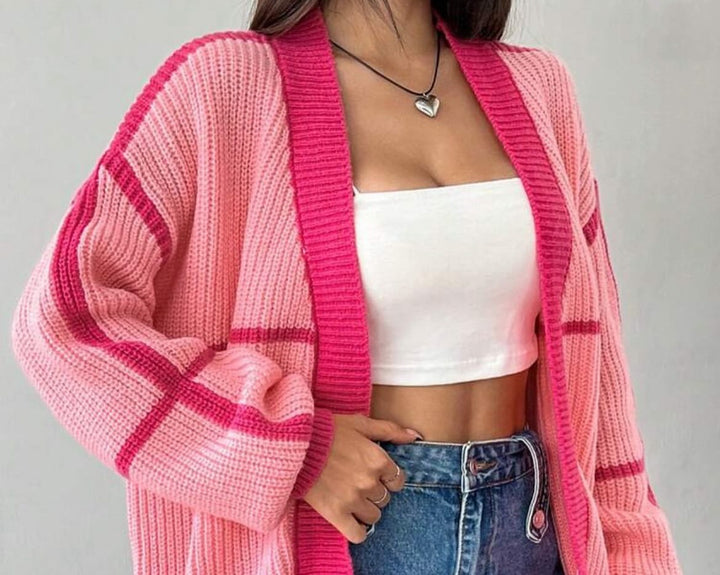 Damen Grobstrickjacke mit weit geschnittenen Ärmeln und auffälligem Design Drune