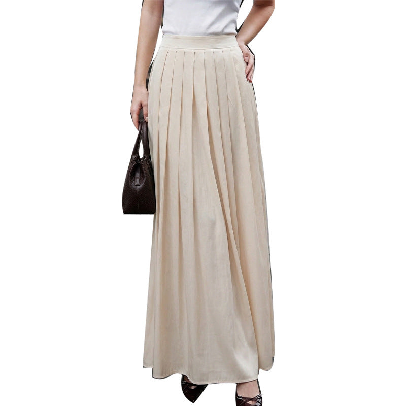 Damen eleganter langer Plisseerock aus hochwertigem Material Drune