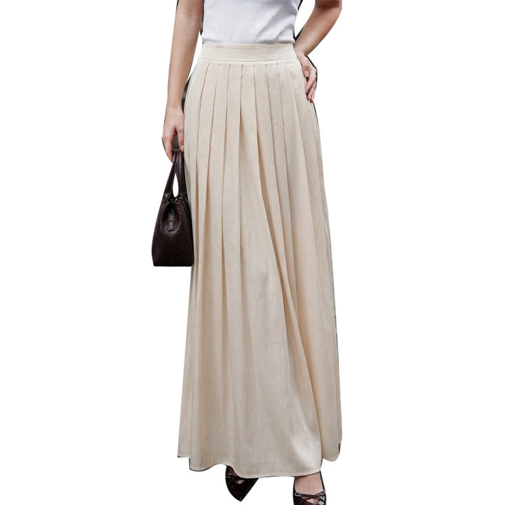 Damen eleganter langer Plisseerock aus hochwertigem Material Drune
