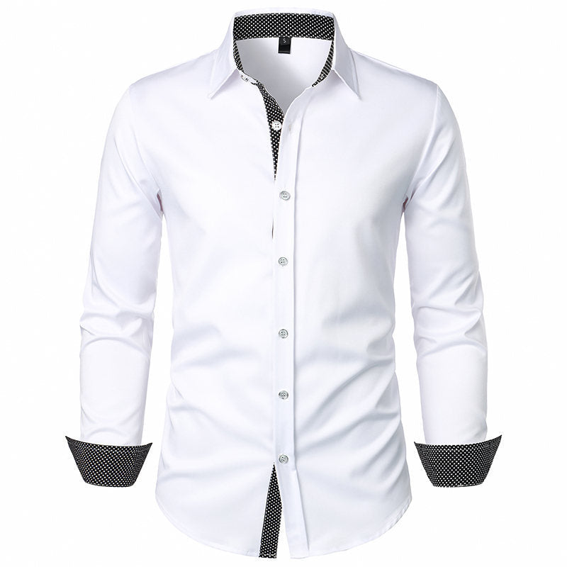 Herren Maßgeschneiderte Formelle Button-Up Hemd mit Kontrast Manschetten Details Drune