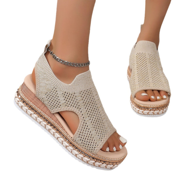 Damen Smart Casual Plateau Sandalen mit atmungsaktivem Obermaterial und rutschfester Sohle Drune