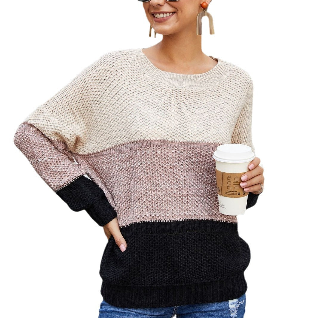 Damen Grobstrickpullover mit modischem Blockdesign und lässigem Schnitt Drune