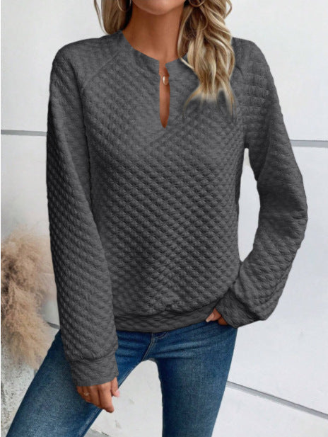 Damen Sweatshirt mit strukturiertem Steppdesign und modischem Ausschnitt Drune