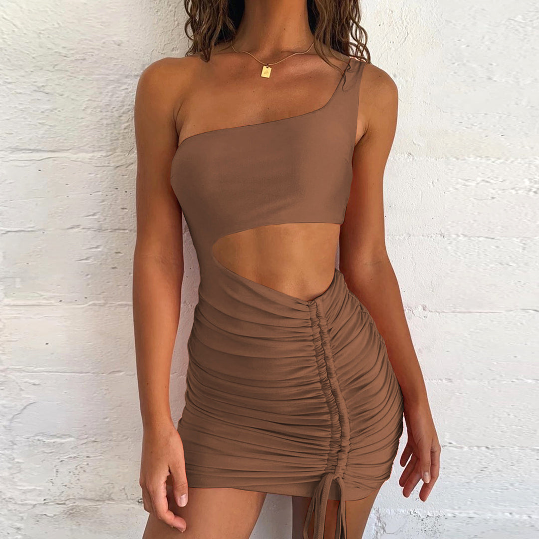 Damen Mini-Kleid mit asymmetrischem Schnitt und raffinierten Raffungselementen Drune
