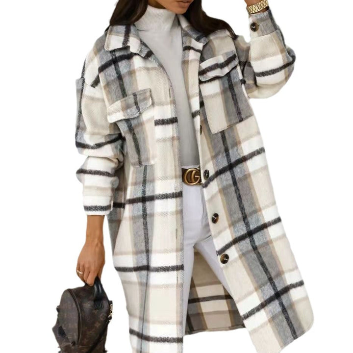 Damen Karierter Oversized-Hemd-Mantel mit praktischen Taschen Drune