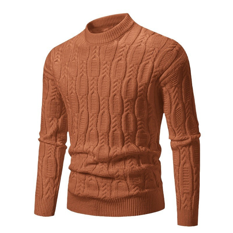 Herren Strickpullover mit modernem Zopfmuster und hohem Kragen Drune