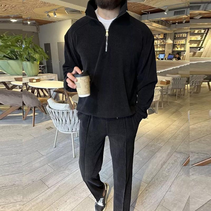Herren Lounge-Set bestehend aus hochwertigem Pullover mit Reißverschluss und bequemen Jogginghosen Drune