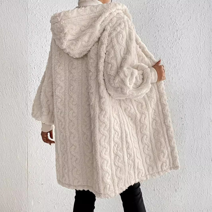 Damen Kapuzenmantel aus weichem Plüschmaterial mit strukturiertem Design Drune