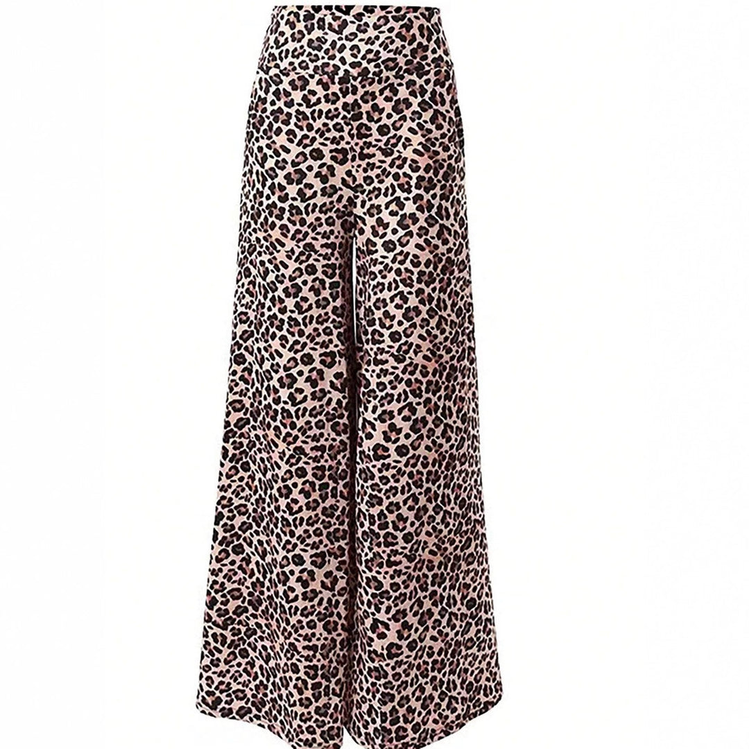 Damen Elegante Leopardenmuster Palazzo-Hose Drune