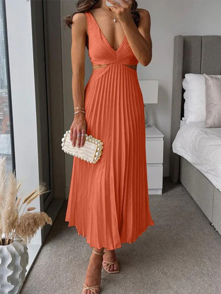 Damen Maxikleid mit plissiertem Design und kunstvollen Cut-Out-Details Drune