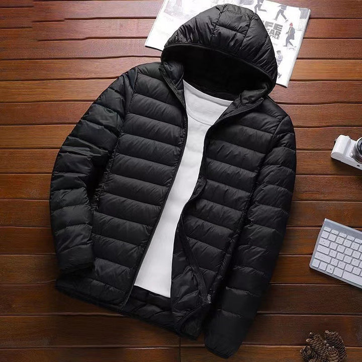 Herren nan ultraleichte Kapuzen-Steppjacke mit Packfunktion und winddichtem Shell Drune