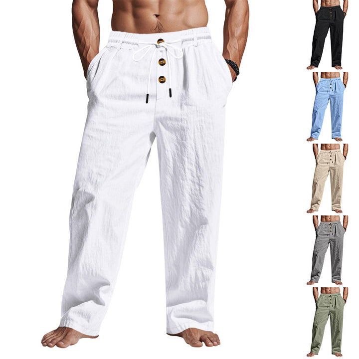 Herren lässige Freizeithose mit verstellbarem Kordelzug und praktischen Seitentaschen Drune
