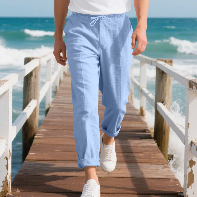 Herren Bequeme Strandhose mit verstellbarem Kordelzug Drune