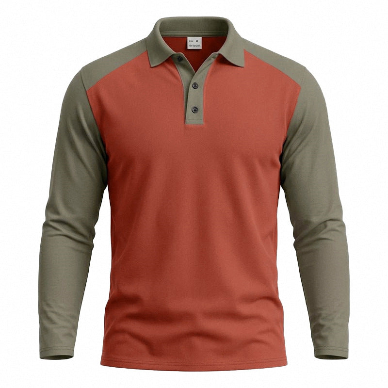 Herren nan langärmeliges Raglan-Polo aus Baumwollmix mit Knopfleiste und ergonomischem Schnitt Drune