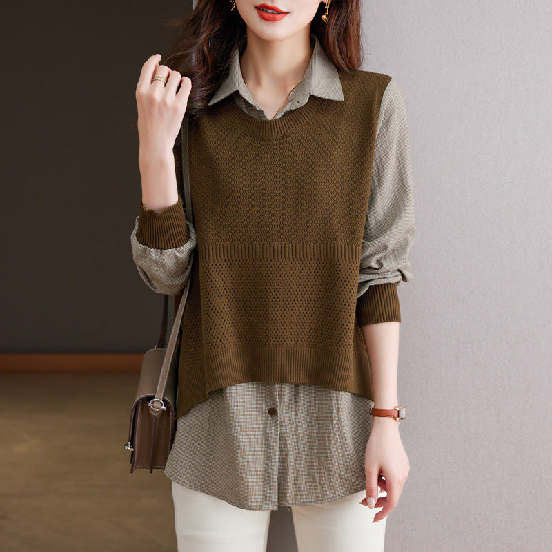 Damen Strickpullover mit einzigartiger Layered-Optik und feiner Struktur Drune
