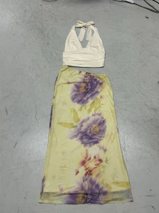 Damen Maxikleid mit floralem Design und verstellbarem Halterträger Drune