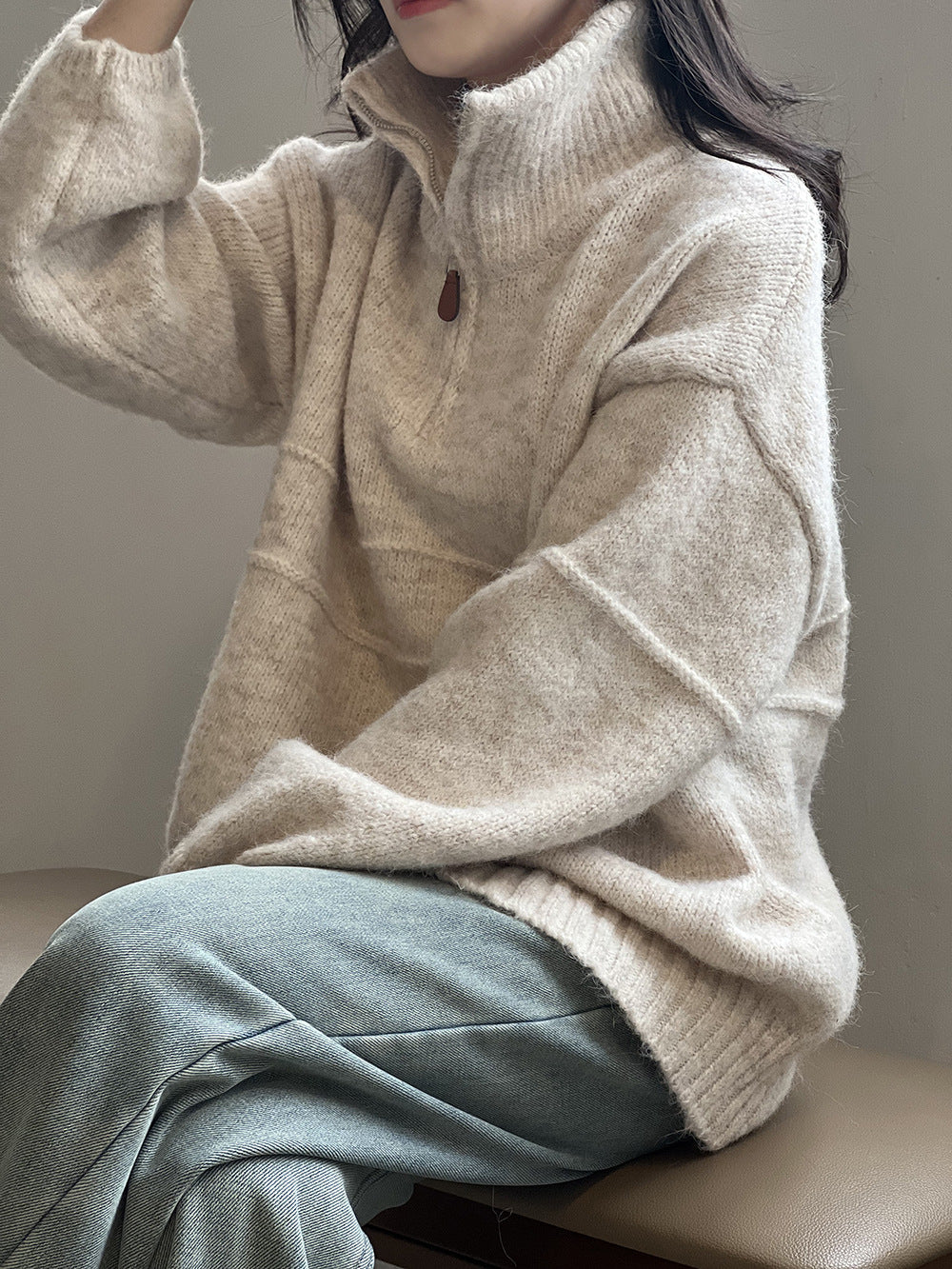 Drune Soft Touch Halzip-Pullover mit Stehkragen