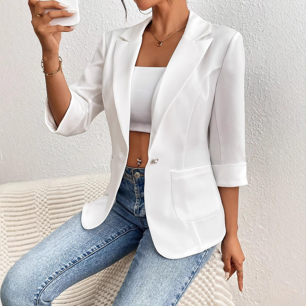Damen Eleganter Blazer mit 3/4-Ärmeln und schmalem Schnitt Drune