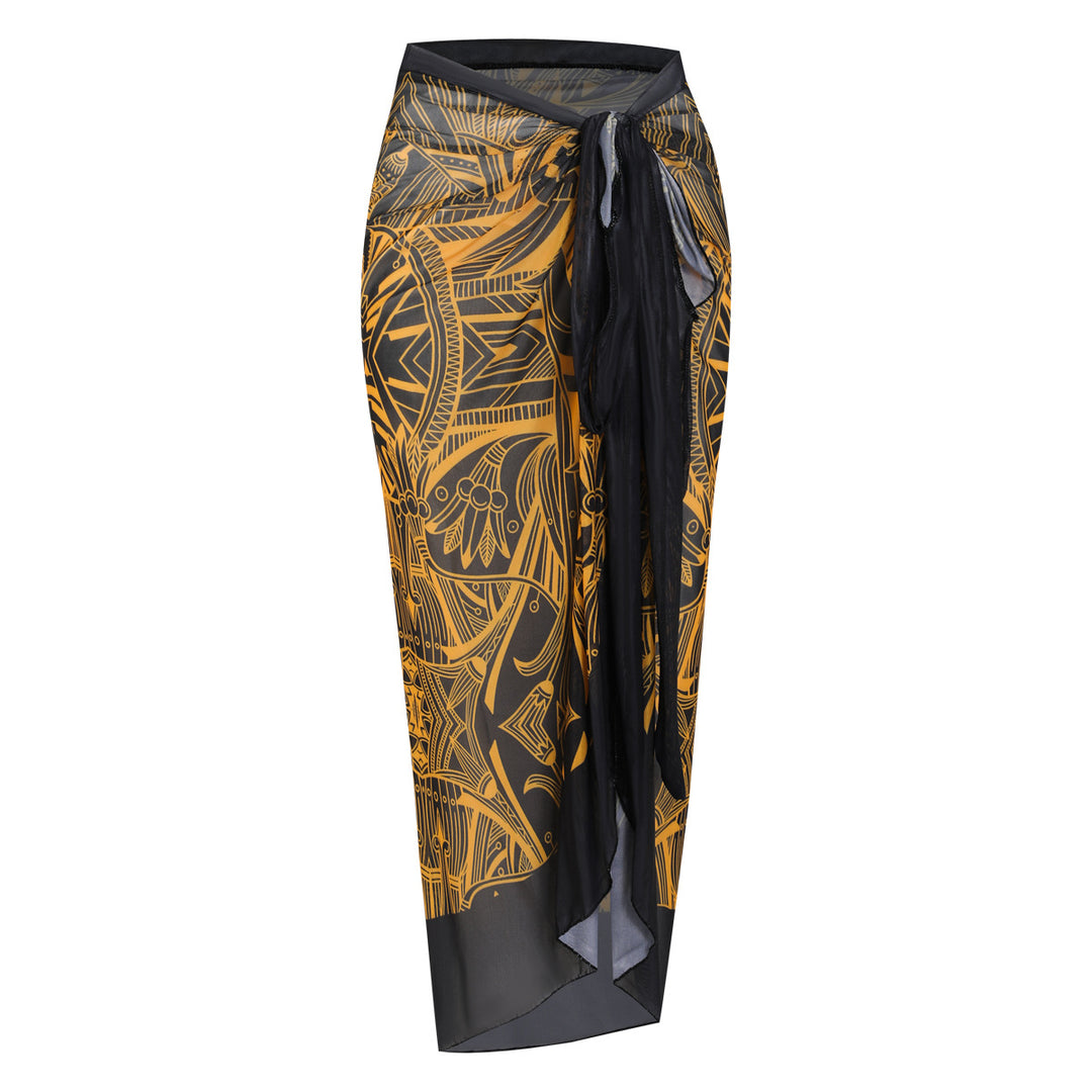 Damen Strandumhang mit buntem Muster und eleganten Schnürdetails Drune