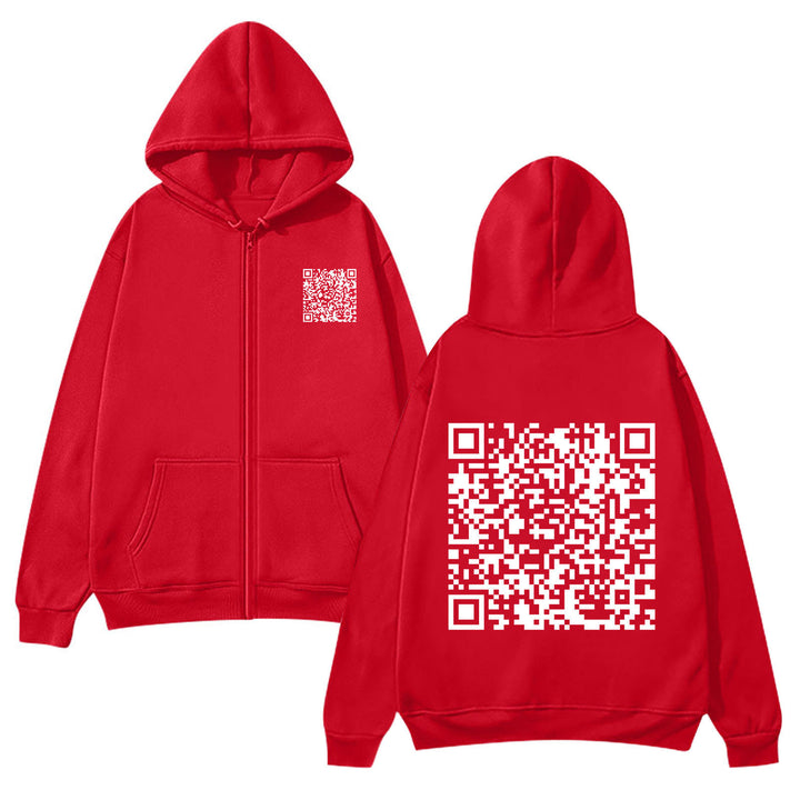 Damen Kapuzenjacke mit QR-Code-Design und weichem Fleece Drune
