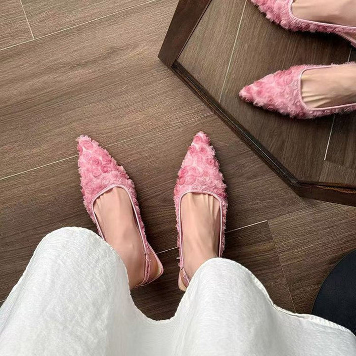 Damen Elegante Slingpumps mit floralem Design und schimmernder Oberfläche Drune