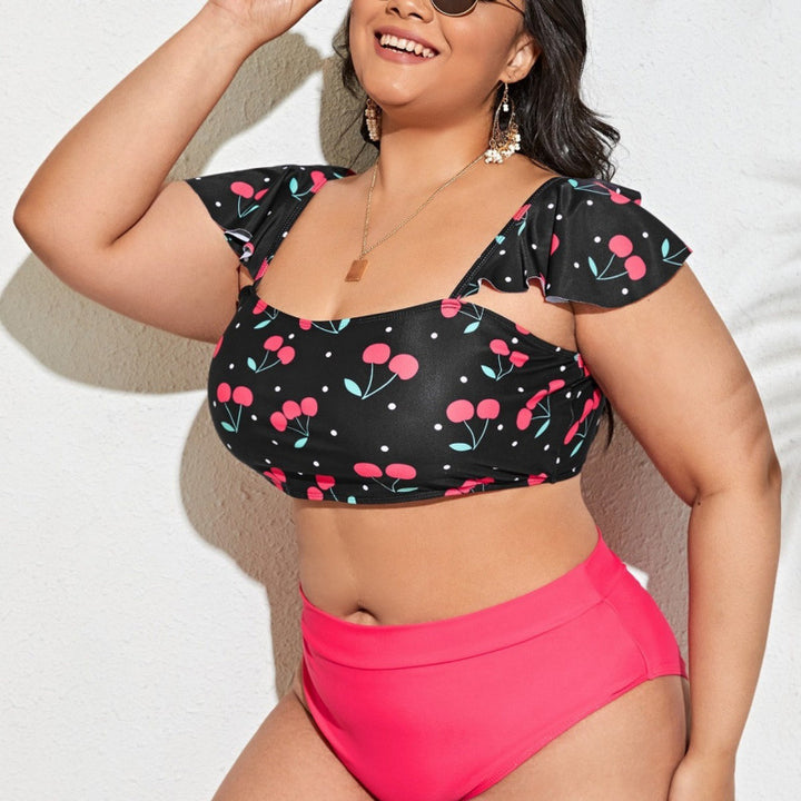 Damen Bikini-Set mit floralem Oberteil und hohem Taillen-Slip Drune