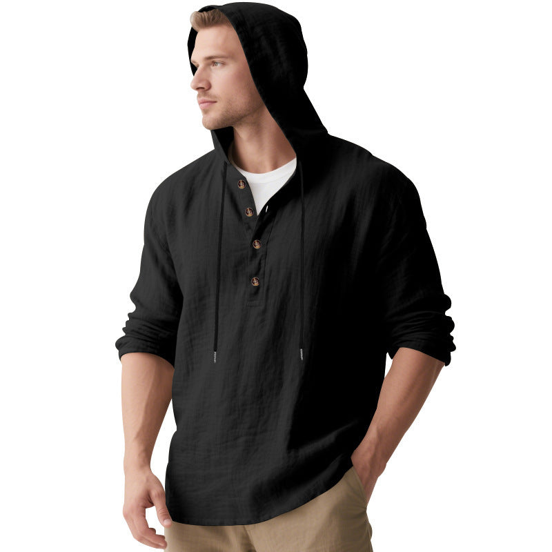 Herren Kapuzenshirt mit Knopfleiste und lässigem Schnitt Drune