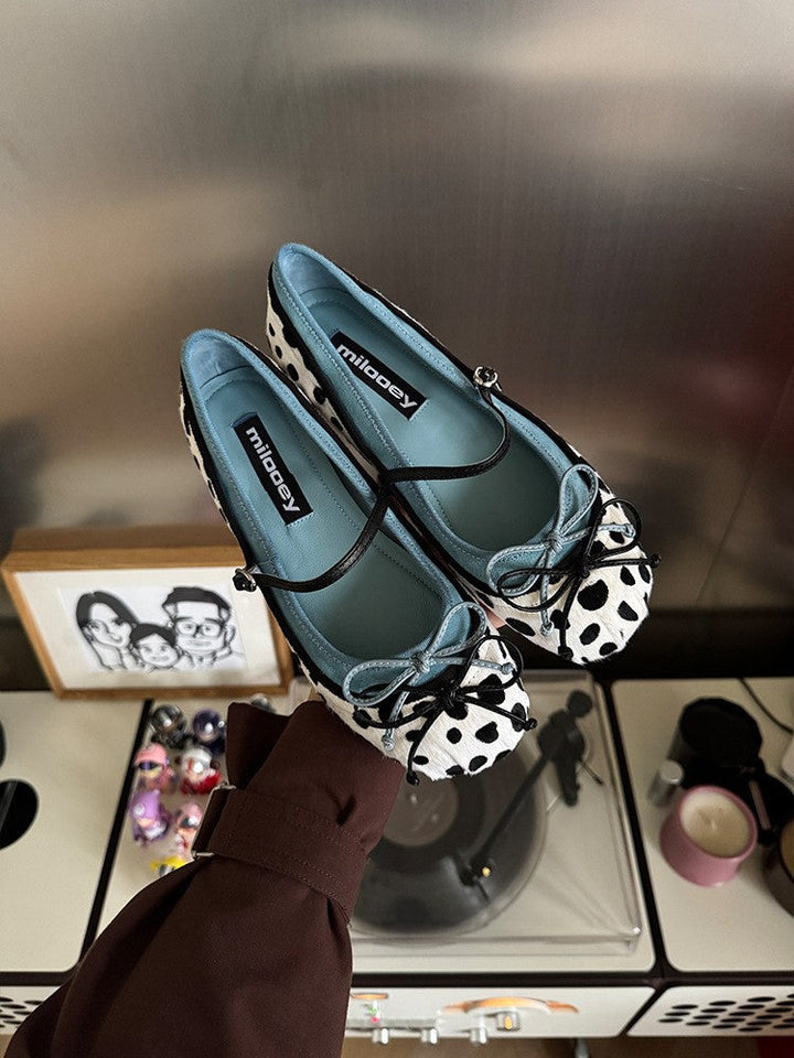 Damen Ballerinas mit modischem Punktmuster und komfortablem Fußbett Drune