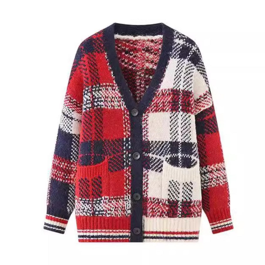 Damen gestreifter Strickcardigan Drune