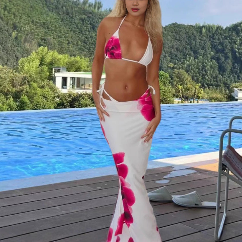 Damen Bikini-Set mit elegantem Wickeltuch und floralem Design Drune